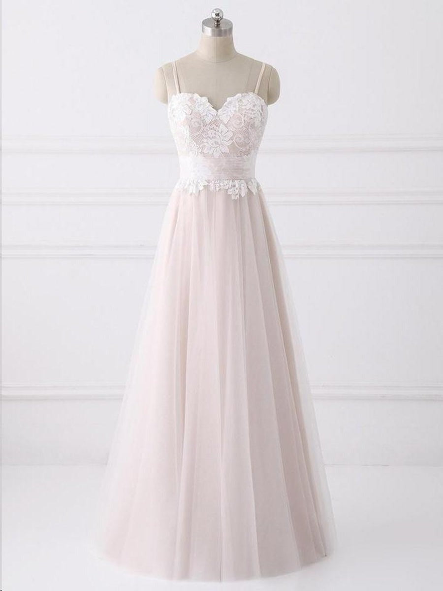 A Line Sweetheart Neck Backless Lace  Prom Dress