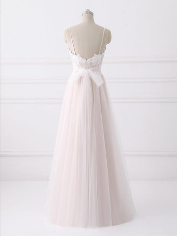 A Line Sweetheart Neck Backless Lace  Prom Dress