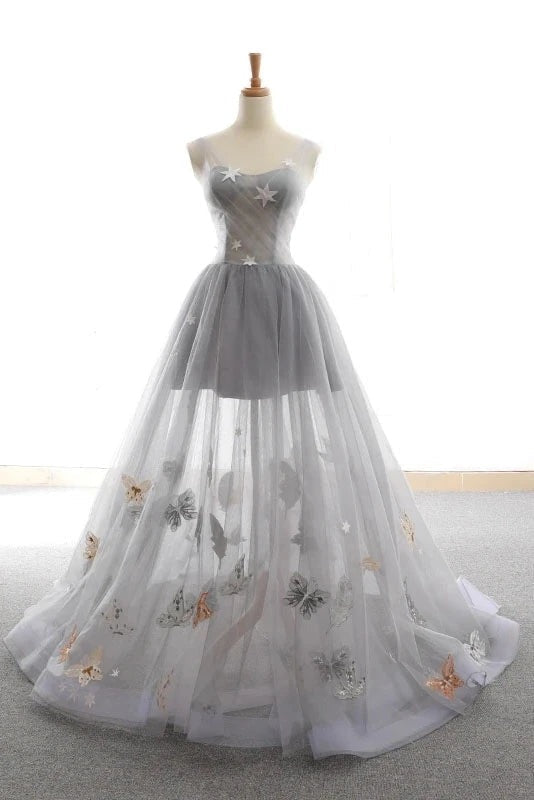 A Line Tulle Prom Dress