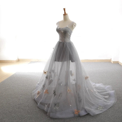 A Line Tulle Prom Dress