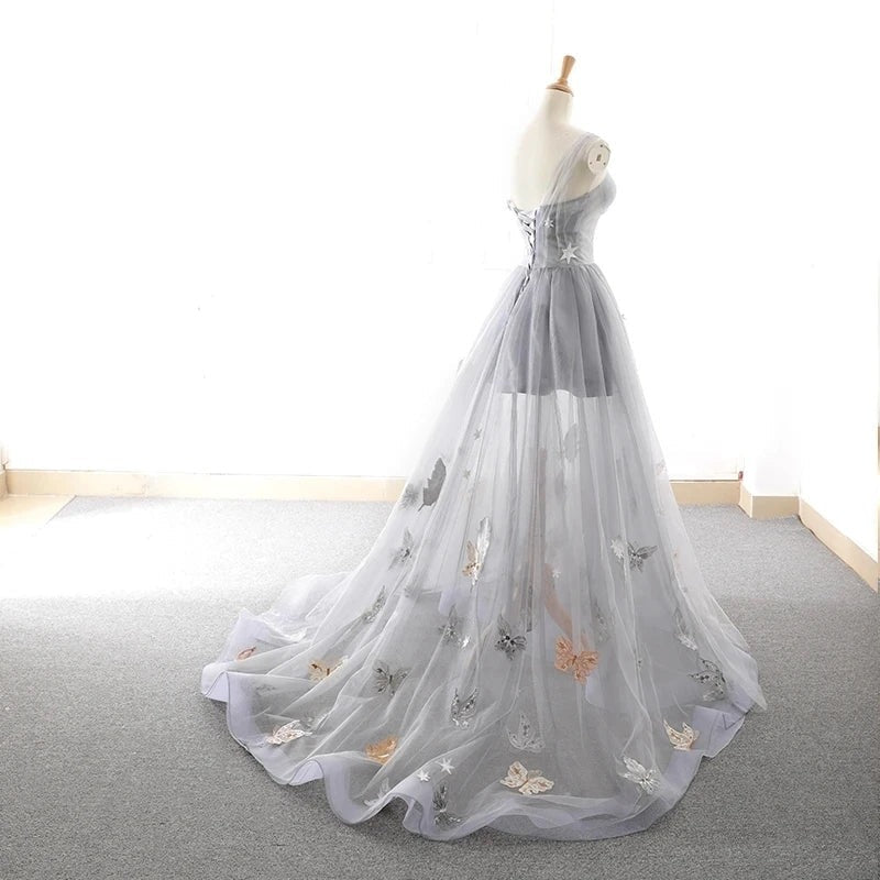A Line Tulle Prom Dress