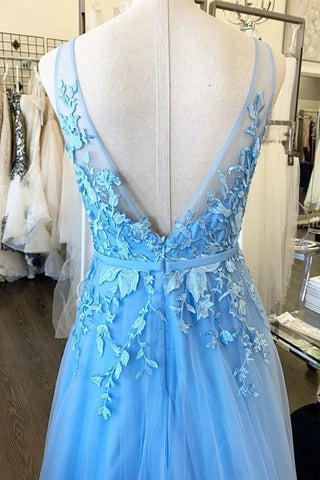 A Line V Neck Backless Lace  Long Prom,Formal,Evening