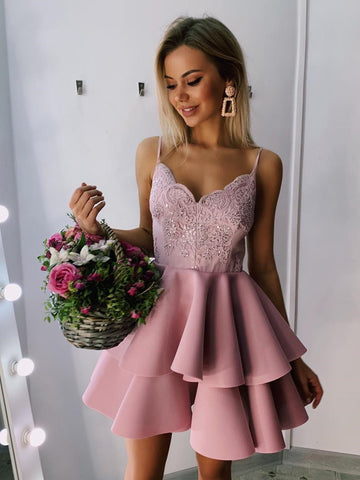 A Line V Neck Short  Lace Prom, Formal Homecoming Graduation