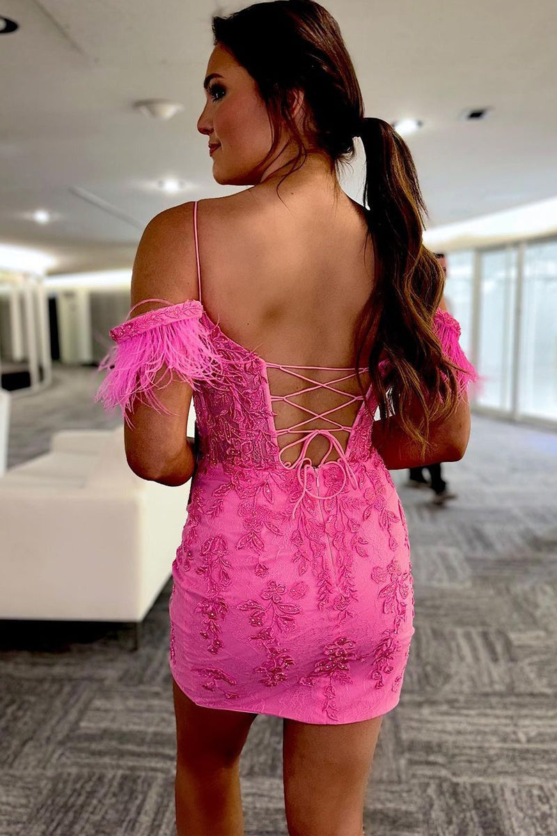 Lace Sheath Off the Shoulder Homecoming Dress