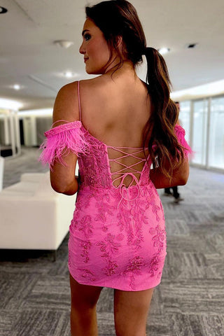 Lace Sheath Off the Shoulder Homecoming Dress
