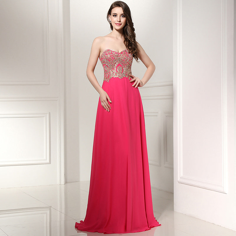 Glamorous Strapless Long Evening Gown with Intricate Embellishments Prom Dress,LX214