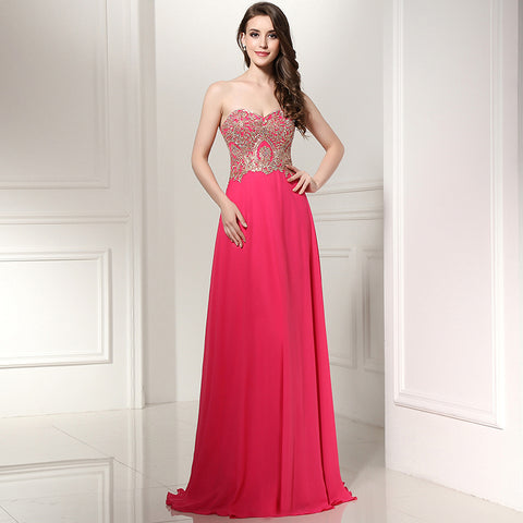 Glamorous Strapless Long Evening Gown with Intricate Embellishments Prom Dress,LX214