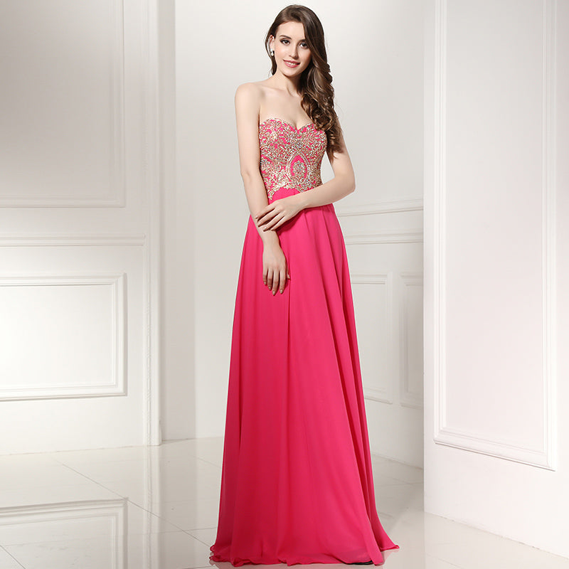 Glamorous Strapless Long Evening Gown with Intricate Embellishments Prom Dress,LX214