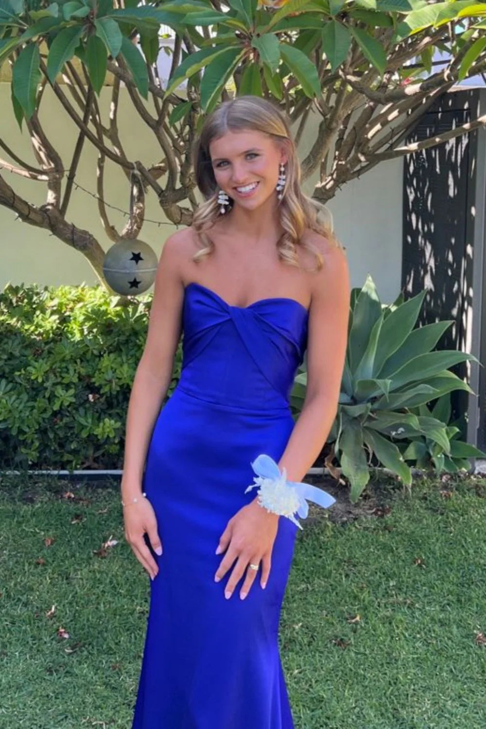 Charming Sweetheart Royal Blue Satin Mermaid Prom Dresses