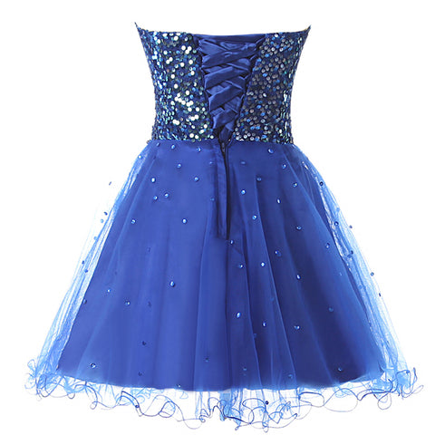 Glamorous Gold Strapless Sequin Tulle Prom Dress, SD032
