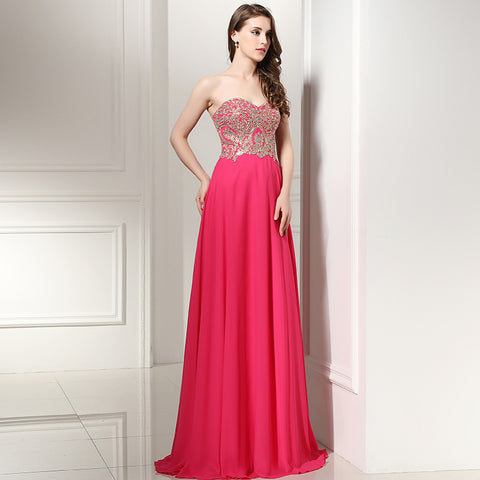 Glamorous Strapless Long Evening Gown with Intricate Embellishments Prom Dress,LX214