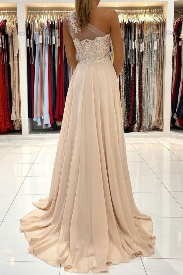 Charming  Chiffon One Shoulder Prom Dress With Slit