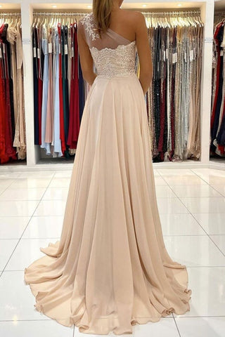 Charming  Chiffon One Shoulder Prom Dress With Slit
