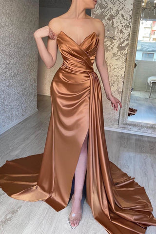 Delight Mermaid Sleeveless  Prom Dress with Flirty Ruffle Split