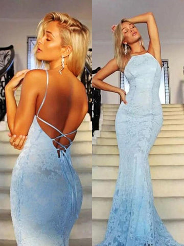 Mermaid Backless Lace  Prom Dress