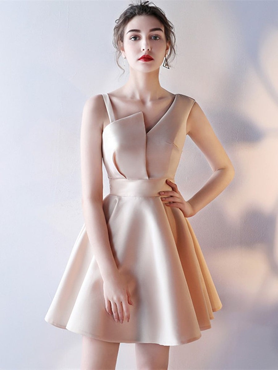 Unique Champagne Short Prom, Graduation,  Evening, Formal Dresses
