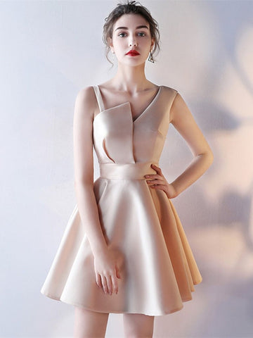 Unique Champagne Short Prom, Graduation,  Evening, Formal Dresses