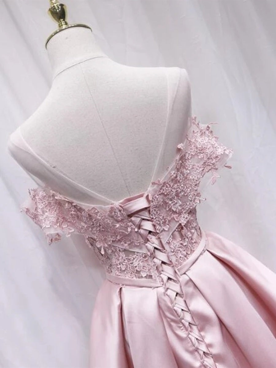Off Shoulder Lace Short Prom, Formal Graduation Homecoming Dresses