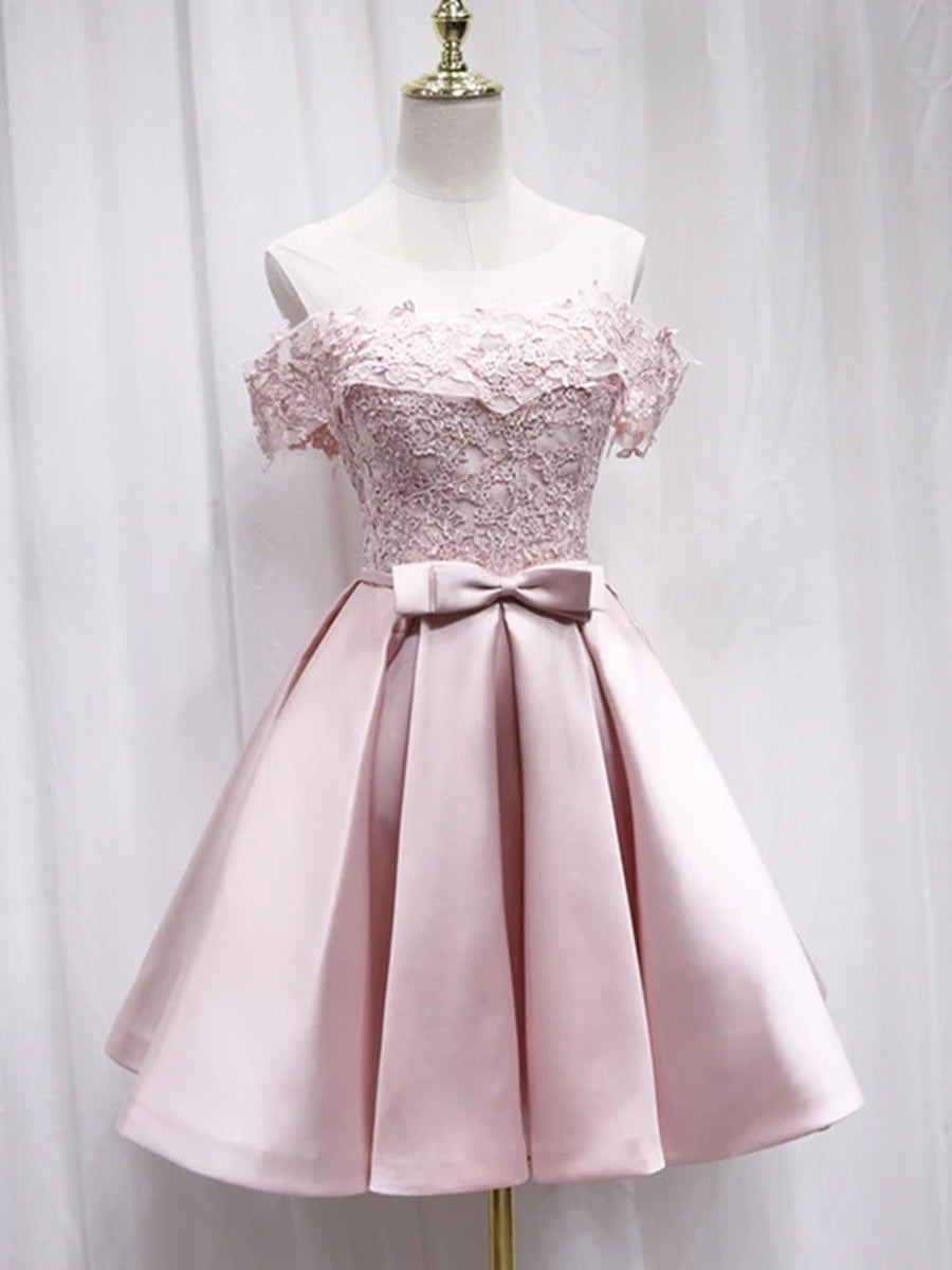 Off Shoulder Lace Short Prom, Formal Graduation Homecoming Dresses