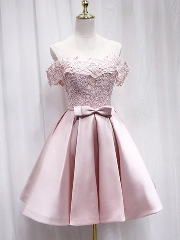 Off Shoulder Lace Short Prom, Formal Graduation Homecoming Dresses