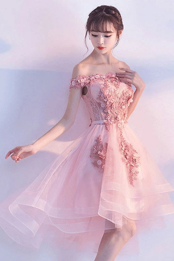 Short Homecoming Dress with Appliques Prom Dress