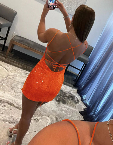 Scoop Neck Bodycon Sequins Homecoming Dress
