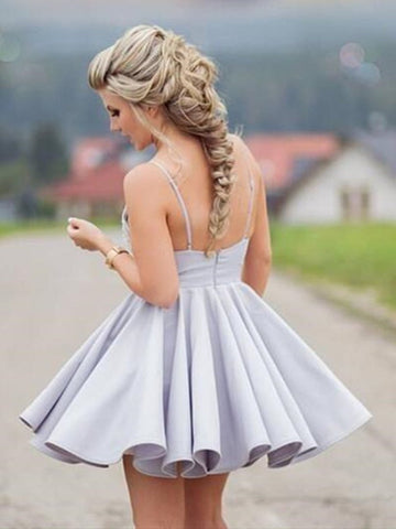 Cute Open Back V Neck Short  Lace Prom,Formal Graduation Homecoming Dresses