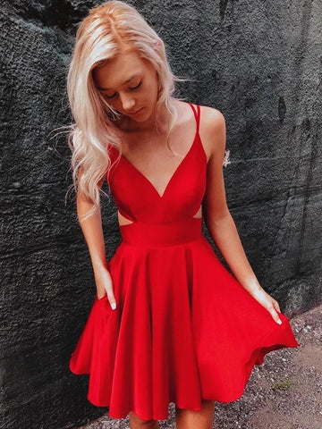 Short V Neck Prom with Corset Back, Homecoming,Formal Evening Dresses