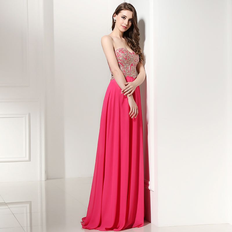 Glamorous Strapless Long Evening Gown with Intricate Embellishments Prom Dress,LX214