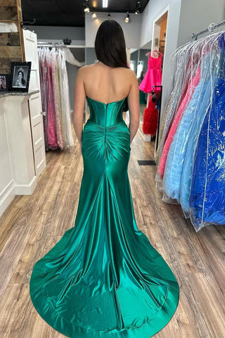 Long Sweetheart Satin Mermaid  Prom Dress