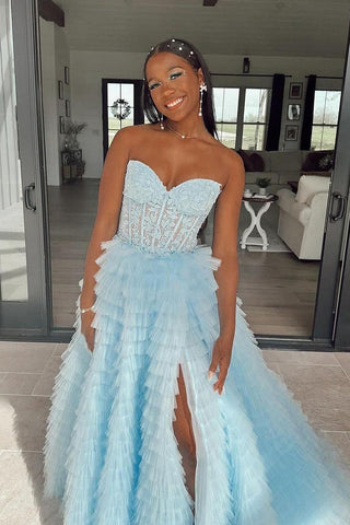 Cute Sweetheart Tulle A Line Long Prom Dresses