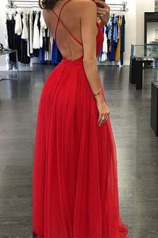 Long Deep V-Neck  Prom Dress With Slit
