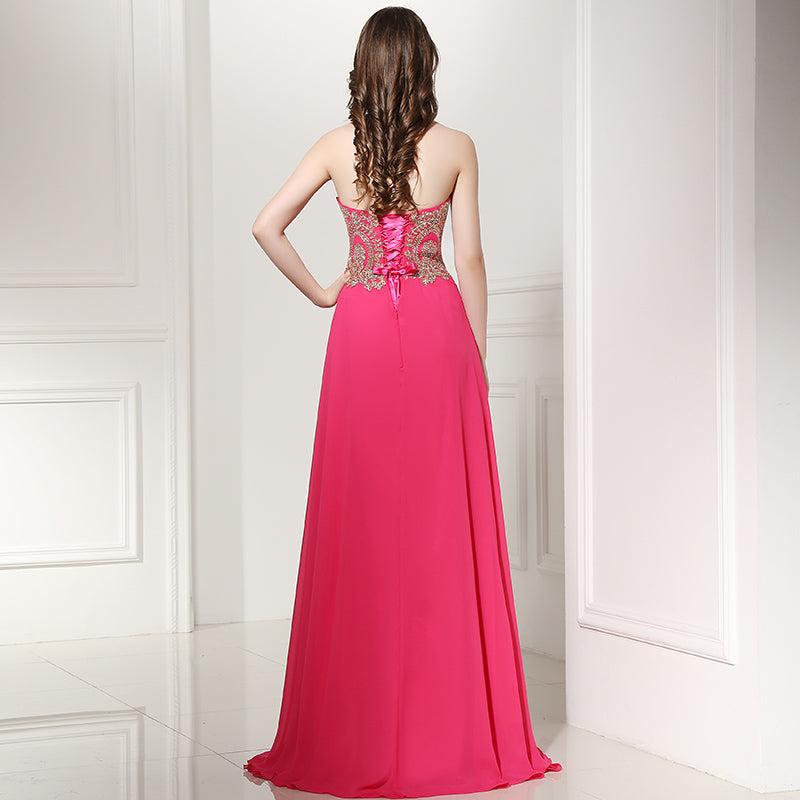 Glamorous Strapless Long Evening Gown with Intricate Embellishments Prom Dress,LX214