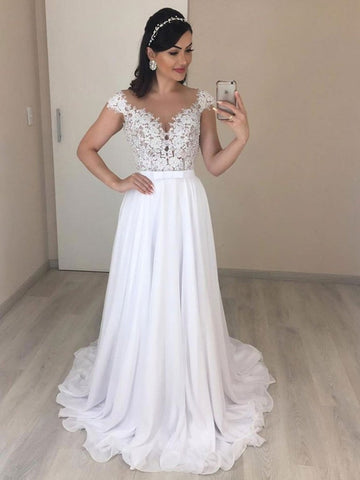 Elegant Cap Sleeves Backless Lace Prom,  Formal, Evening, Wedding Dress