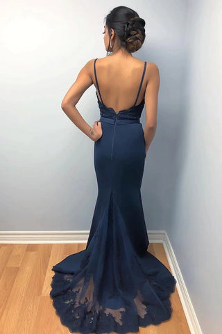 Elegant Mermaid Backless Lace Beaded  Prom, Formal, Evening Dress