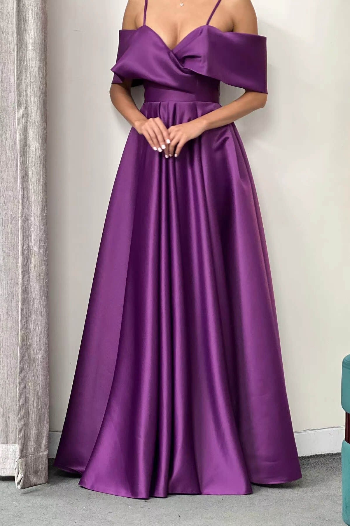 A-Line Elegant Prom Dress with Pockets  Off-The-Shoulder