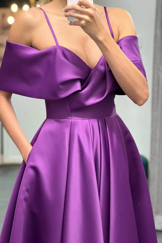 A-Line Elegant Prom Dress with Pockets  Off-The-Shoulder