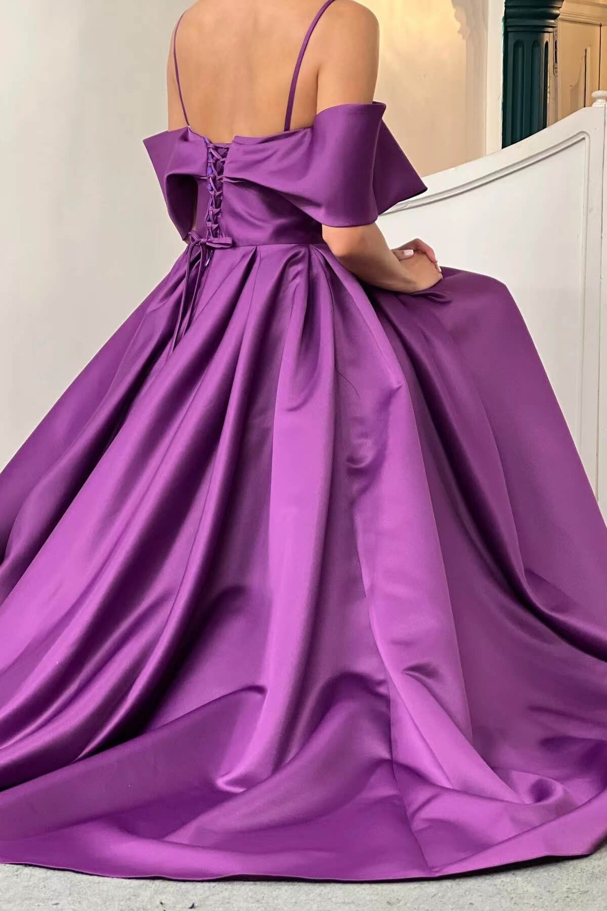 A-Line Elegant Prom Dress with Pockets  Off-The-Shoulder