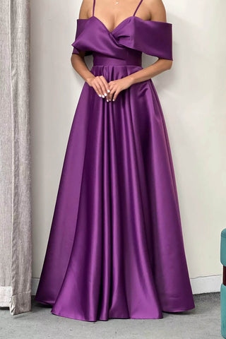 A-Line Elegant Prom Dress with Pockets  Off-The-Shoulder
