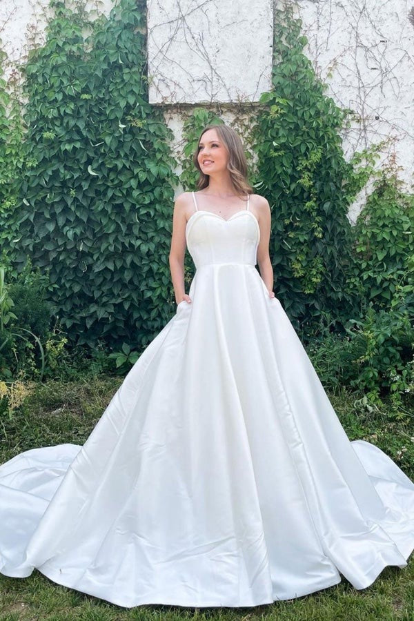 Elegant  Sweetheart Satin Long Prom Dress Wedding Dress