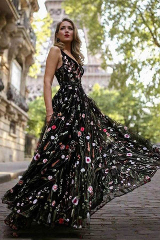 Exquisite Satin A Line Prom Dress Floral Evening Dress