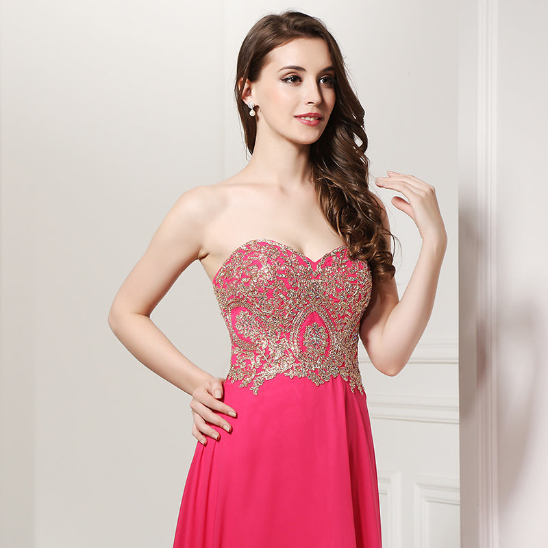 Glamorous Strapless Long Evening Gown with Intricate Embellishments Prom Dress,LX214