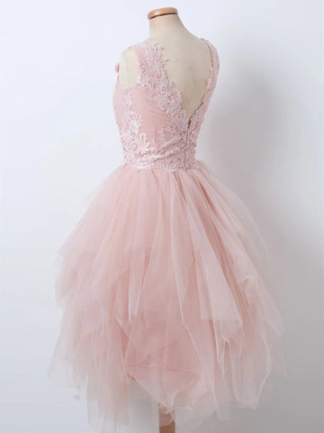 Fluffy V Neck Short  Lace Prom, Formal Graduation Homecoming Dresses