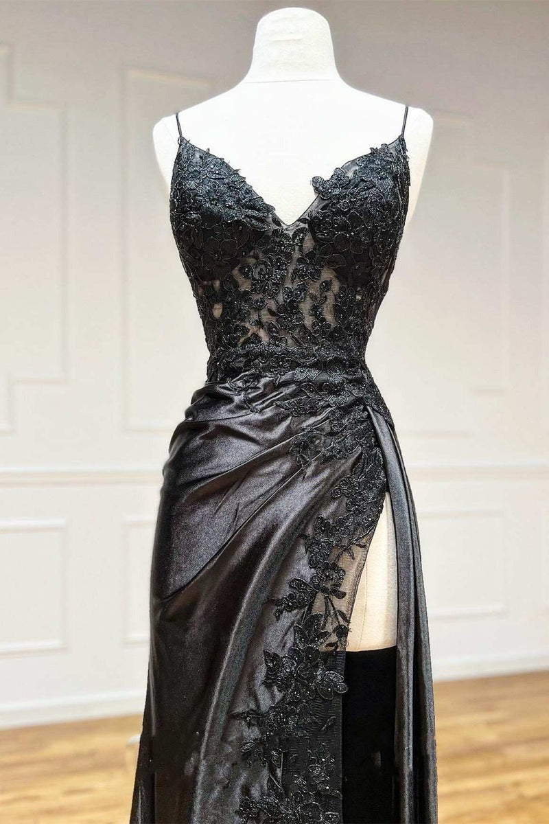 Black Sheath  Long Appliques Prom Dress