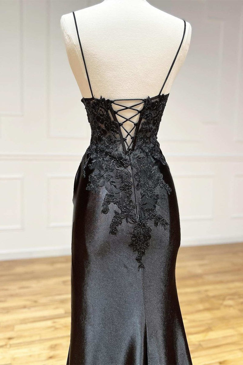 Black Sheath  Long Appliques Prom Dress