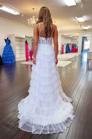Layered Tulle Spaghetti Straps Prom Dress