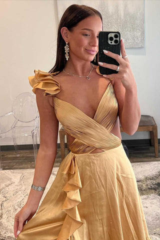 Straps Pleated Layered Ruffled Long Prom Dress