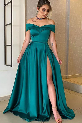 Off-the-Shoulder Prom Gown with Elegant Split Hem