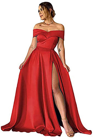 Off-the-Shoulder Prom Gown with Elegant Split Hem