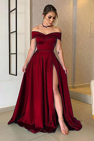 Off-the-Shoulder Prom Gown with Elegant Split Hem
